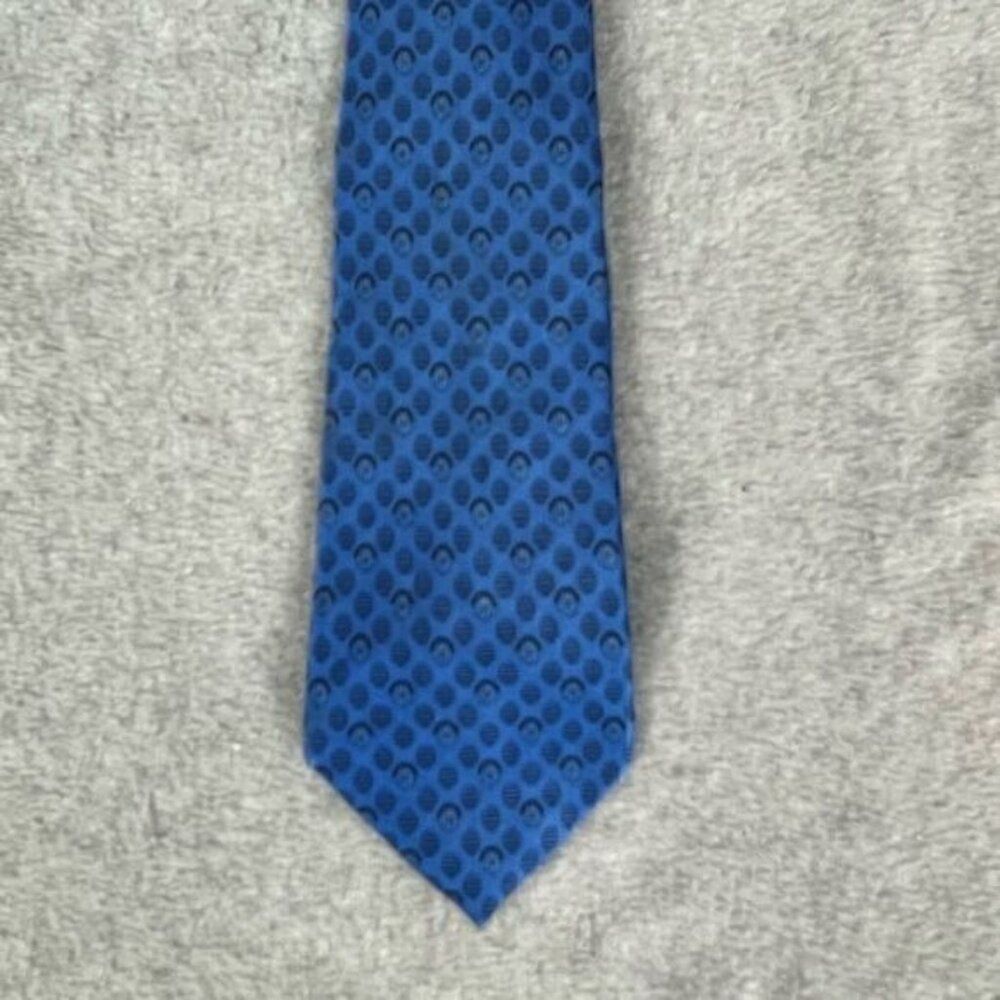 LANVIN MENS SILK TIE BLUE WITH PATTERN